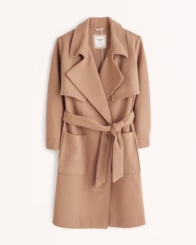 Women's Wool-Blend Trench Coat | Women's Office Approved | Abercrombie.com | Abercrombie & Fitch (US)