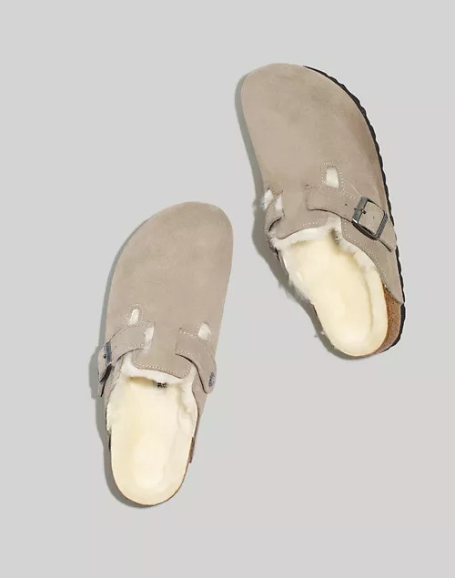 Birkenstock® Suede Boston Clogs in Shearling | Madewell