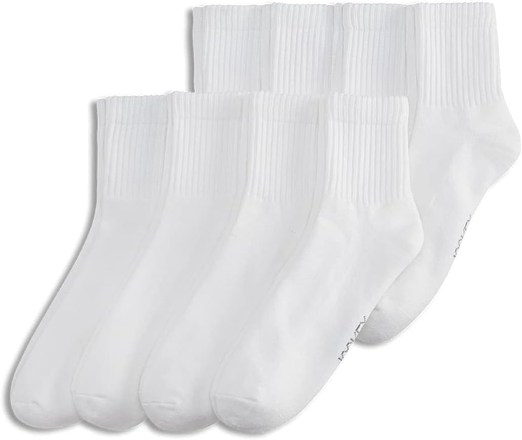 Jockey Men's Socks Essentials Quarter Socks - 8 Pack, White, 7-12 | Amazon (US)