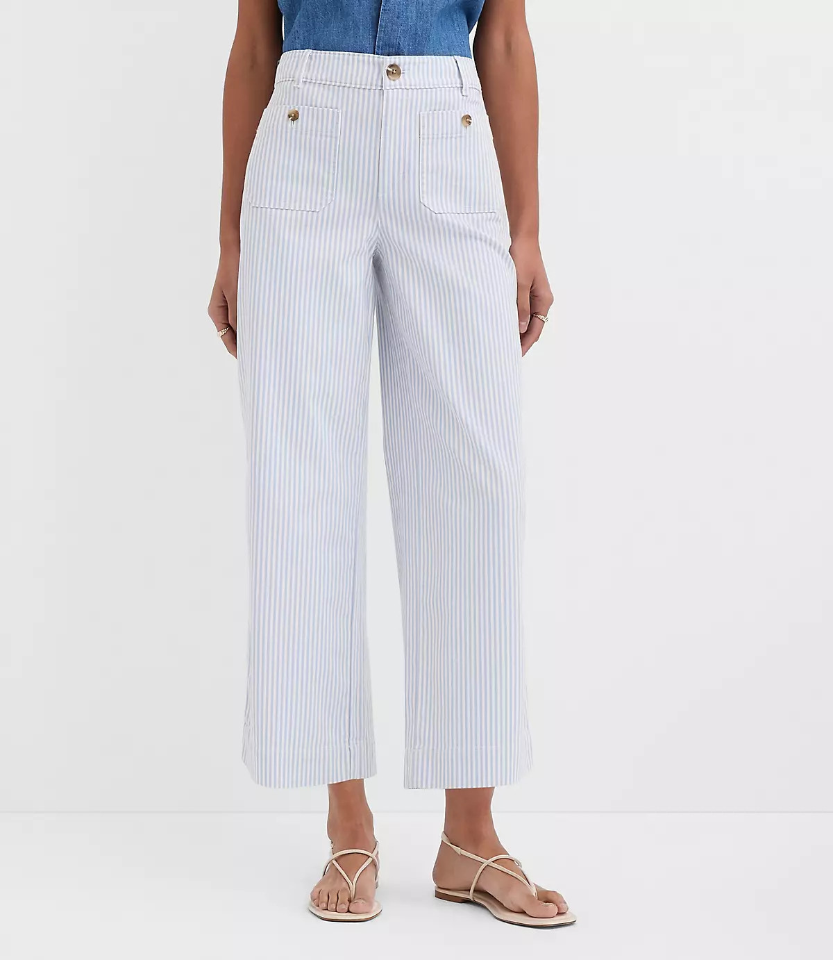 Palmer Wide Leg Crop Pants in Stripe | LOFT