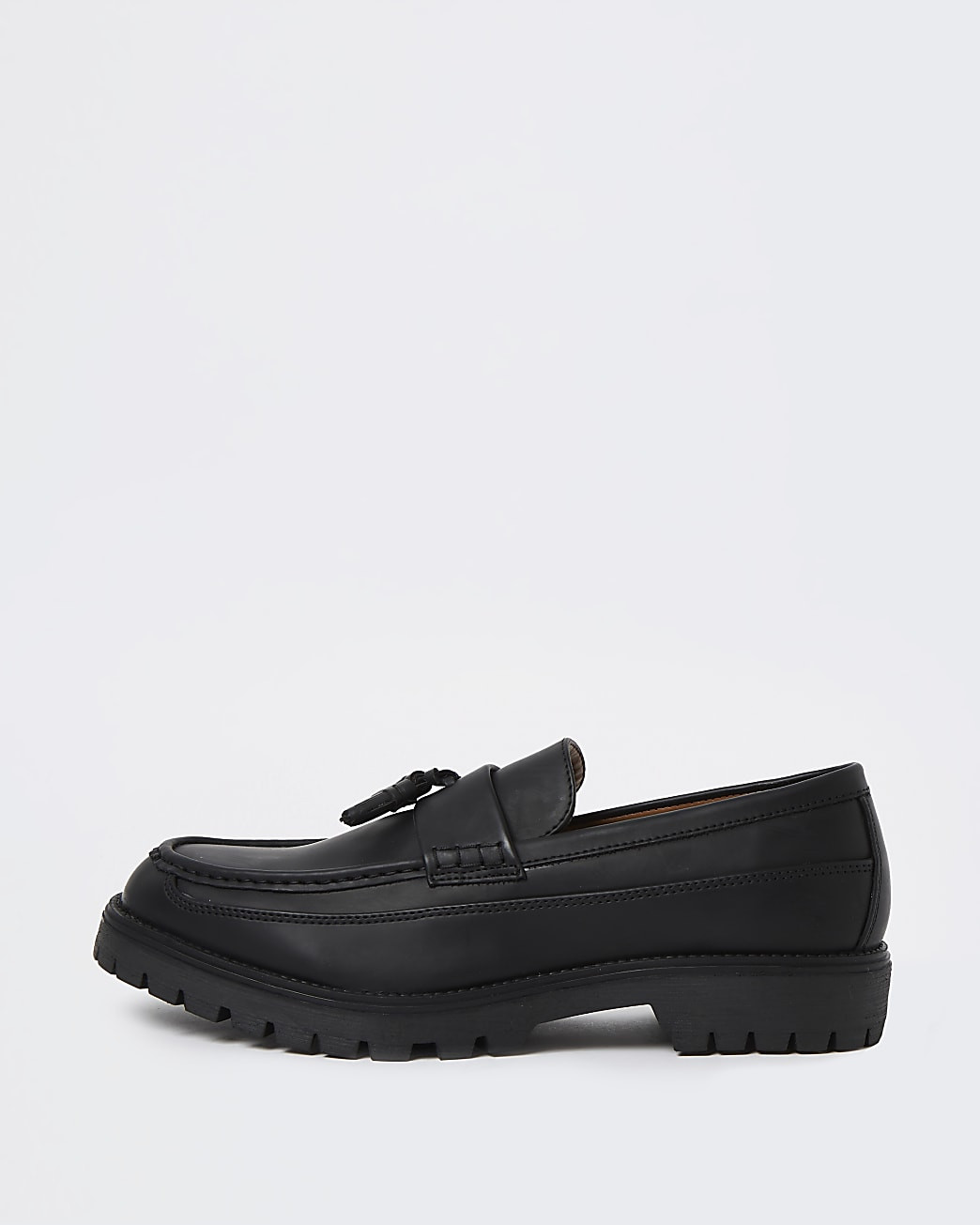 Black stitch detail tassel loafers | River Island (UK & IE)