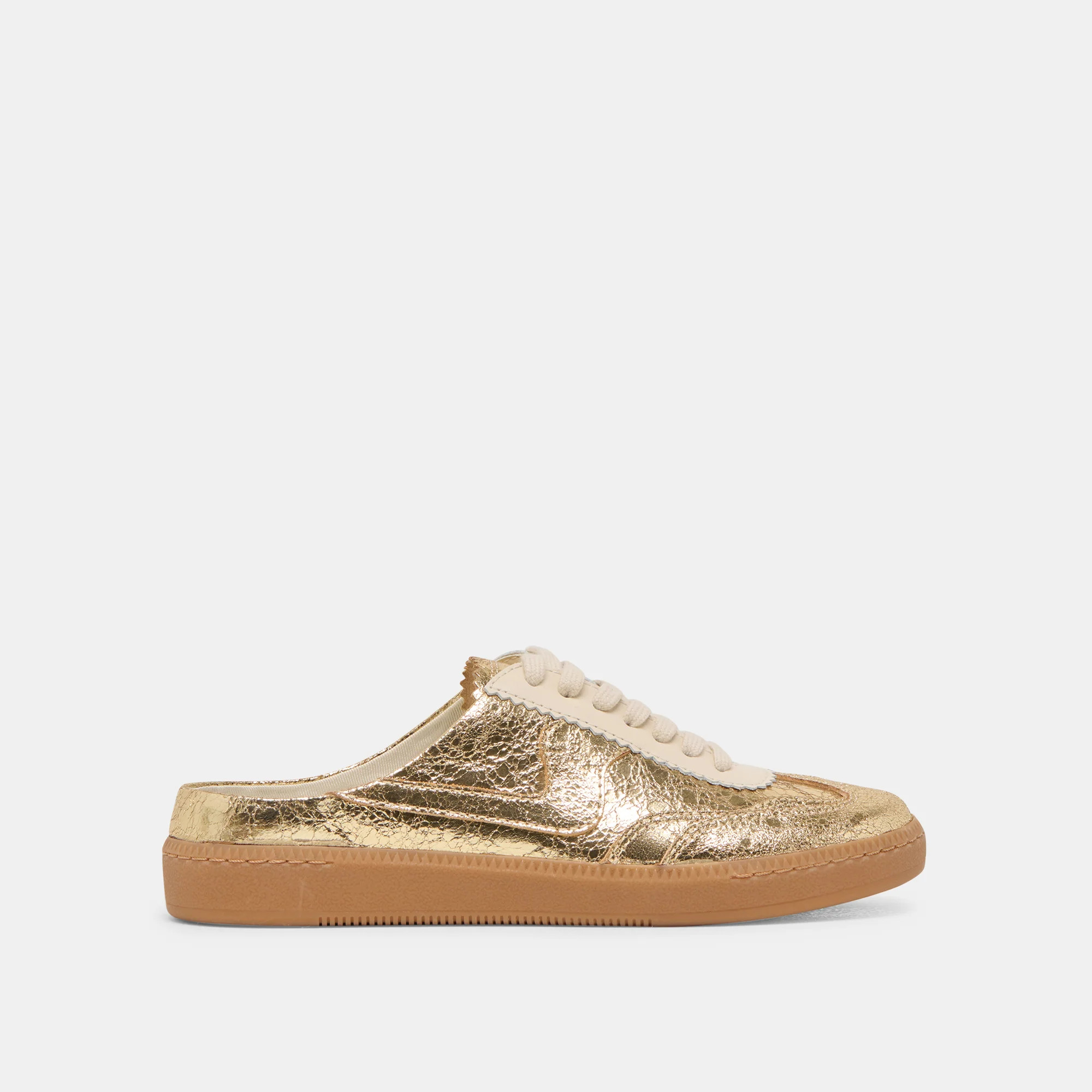 NOTICE SLIDE SNEAKERS GOLD DISTRESSED LEATHER | DolceVita.com