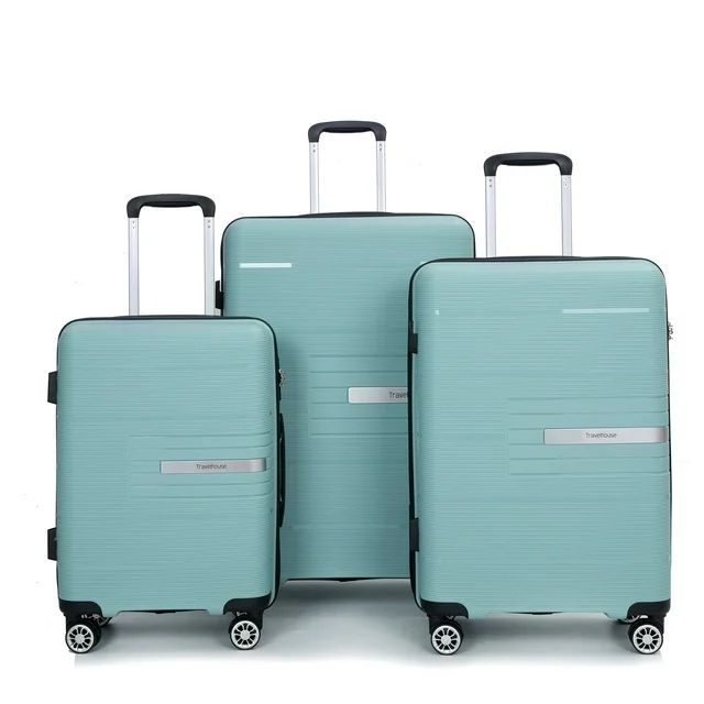 Tripcomp 3 Piece Luggage Sets, Hardside Carry On Luggage, PP case with Two Hooks, Spinner Wheels,... | Walmart (US)