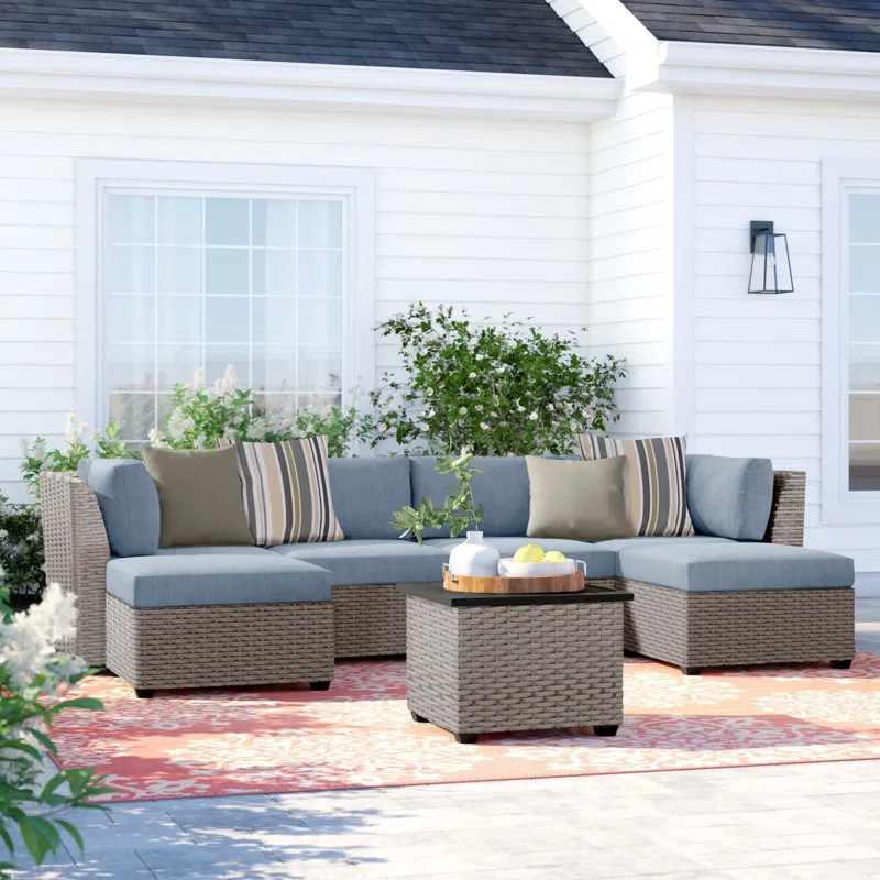 Oppelo 7 Piece Sectional Seating Group with Cushions and Optional Sunbrella Performance Fabric | Wayfair North America