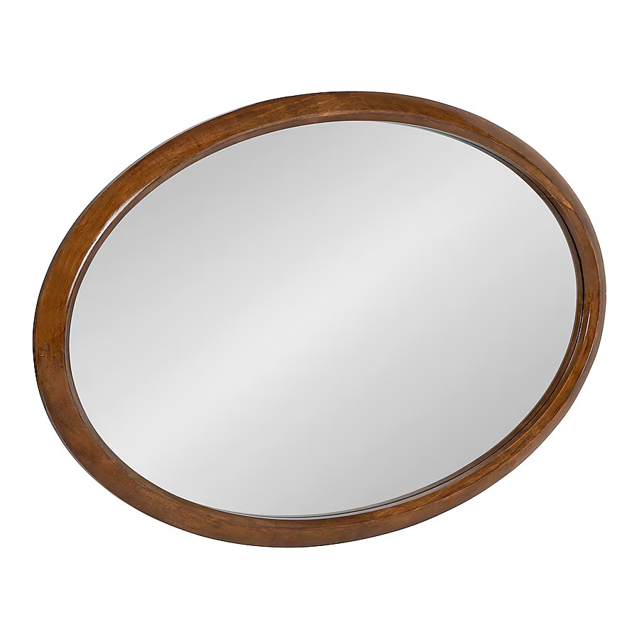 Kate and Laurel Pao 24-in W x 36-in H Oval Walnut brown Framed Wall Mirror | Lowe's