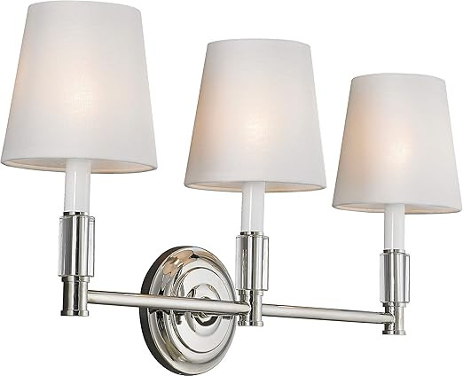 Feiss VS43003-PN Lismore Fabric Shade Wall Vanity Bath Lighting, Chrome, 3-Light (24"W x 13"H) 18... | Amazon (US)