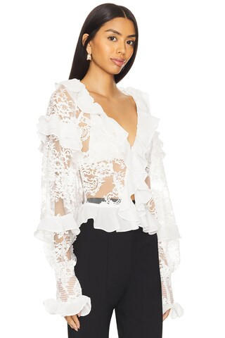 Holiday Lace Long Sleeve Top in White | Revolve Clothing (Global)