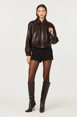 ASTR the Label | Raevin Faux Leather Bomber Jacket in Dark brown | Size M | ASTR The Label (US)