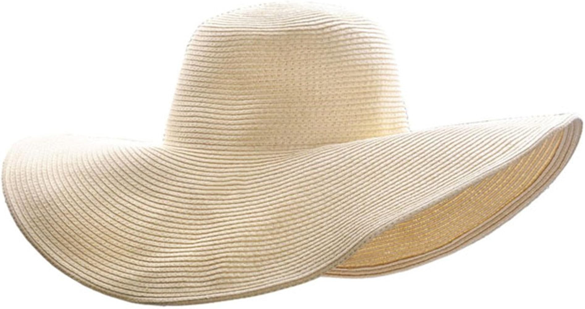 Women Floppy Derby Hat Wide Large Brim Beach Straw Sun Cap | Amazon (US)