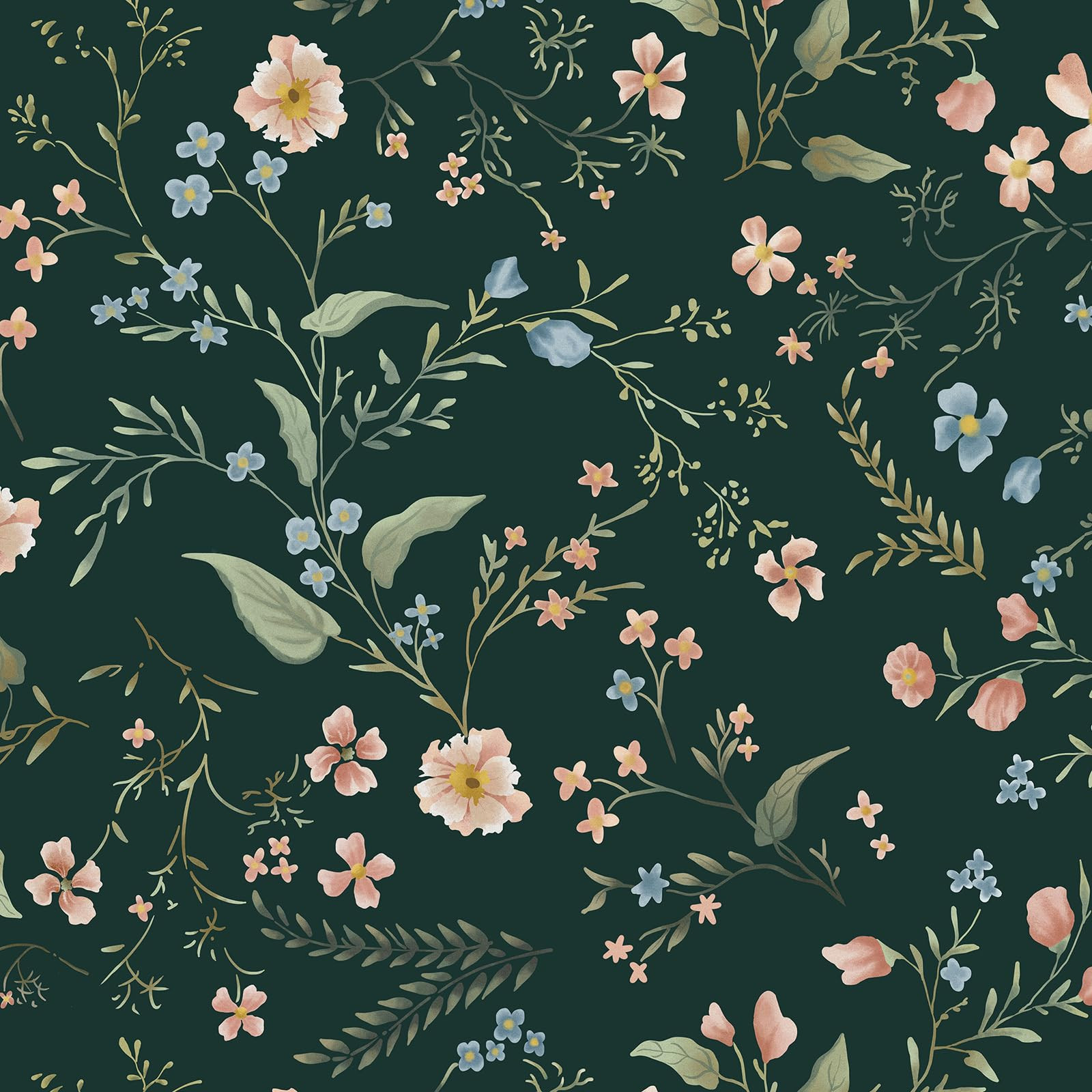 EeeComing Floral Peel and Sick Wallpaper Vintage Wall Paper Green Contact Paper Flowers Removable... | Amazon (US)