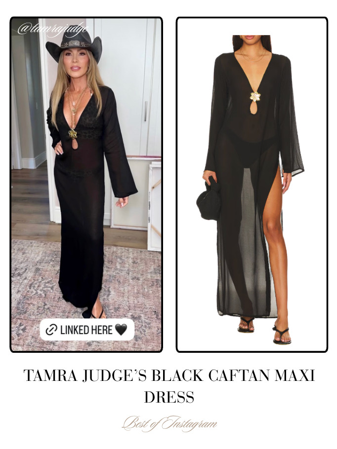Tamra Judge's Black Caftan Maxi Dress 📸 + Info: @tamrajudge 

 