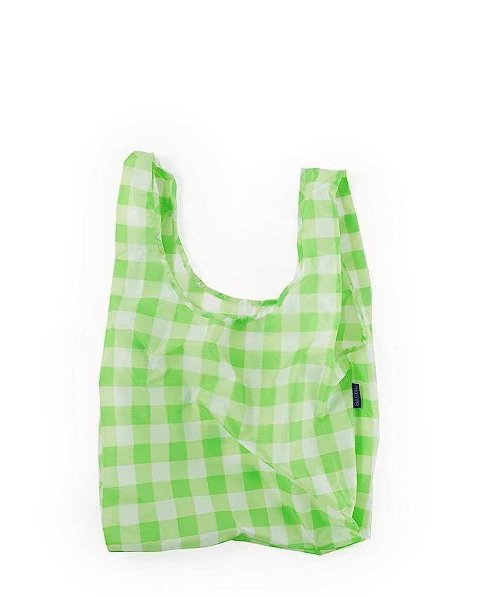 BAGGU Standard Reusable Shopping Bag, Ripstop Nylon Grocery Tote or Lunch Bag, Big Check Lime | Amazon (US)