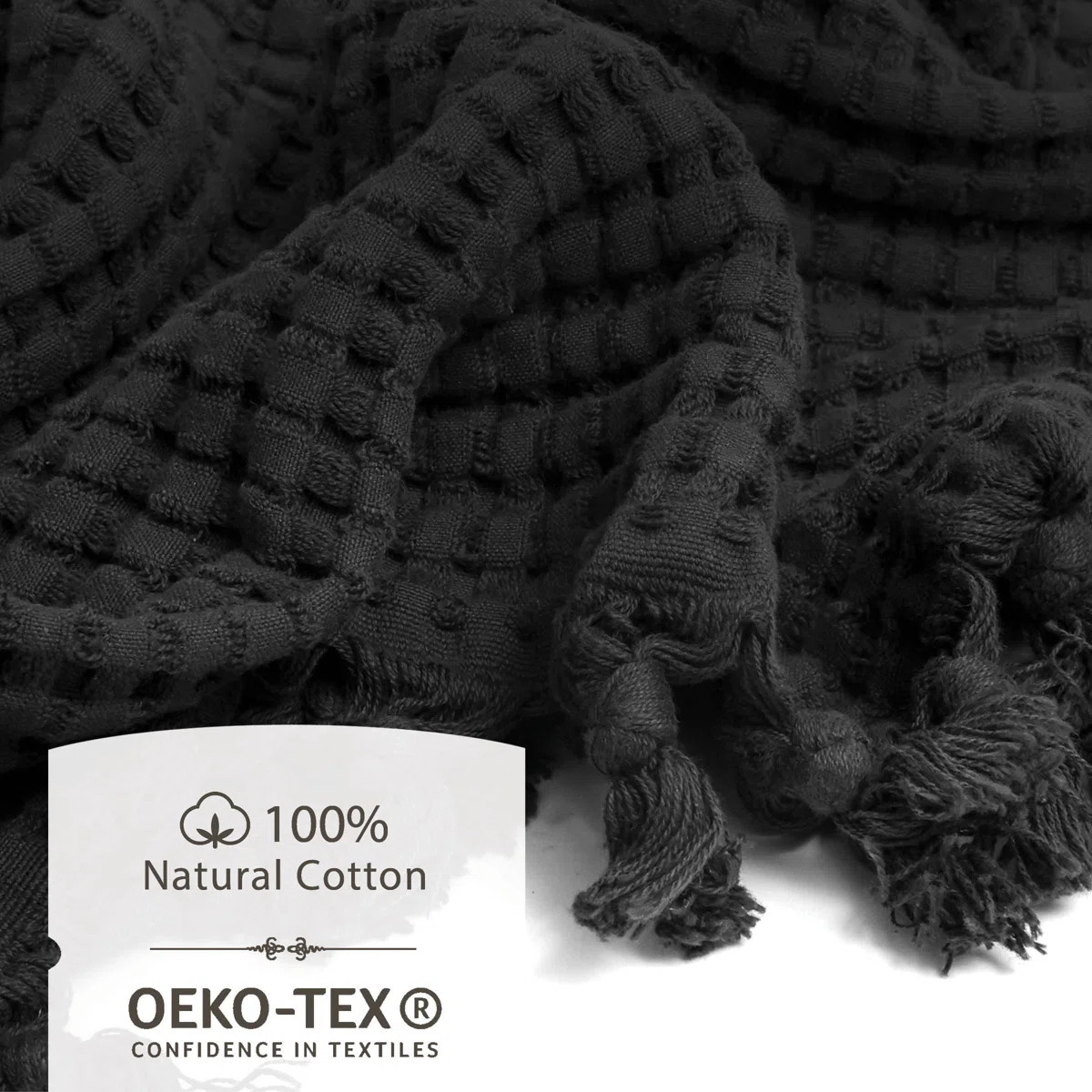 Waffle Tassel Hand Towel Set of 2 – 100% Natural Cotton Quick-Drying, Super Absorbent, Modern S... | Wayfair North America