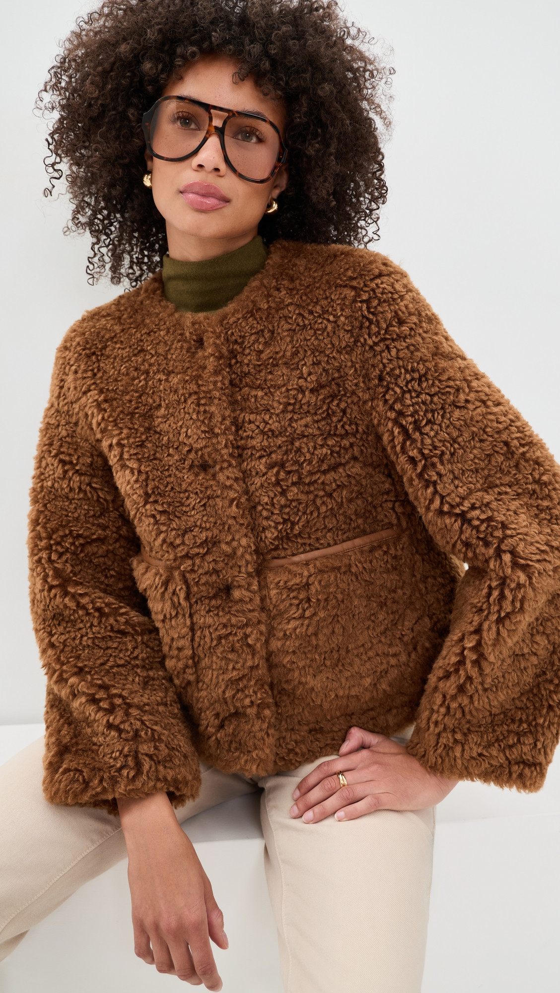 LAMARQUE Emilia Faux Fur Jacket Cognac S | Shopbop