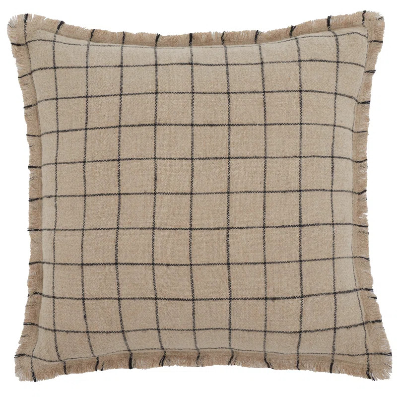 20x20 Linen Pillow in Natural/Black | Wayfair North America