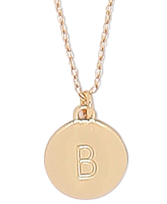 Gold-Tone Initial Disc Pendant Necklace , 17" + 3" extender | Macys (US)