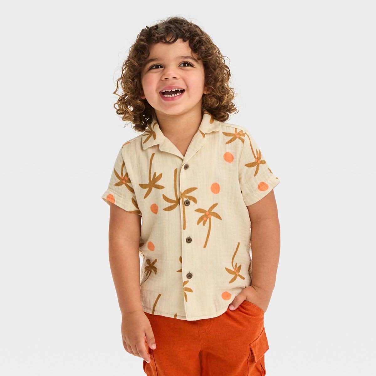 Toddler Boys' Short Sleeve Textured 'Button-Up' Shirt - Cat & Jack™ | Target