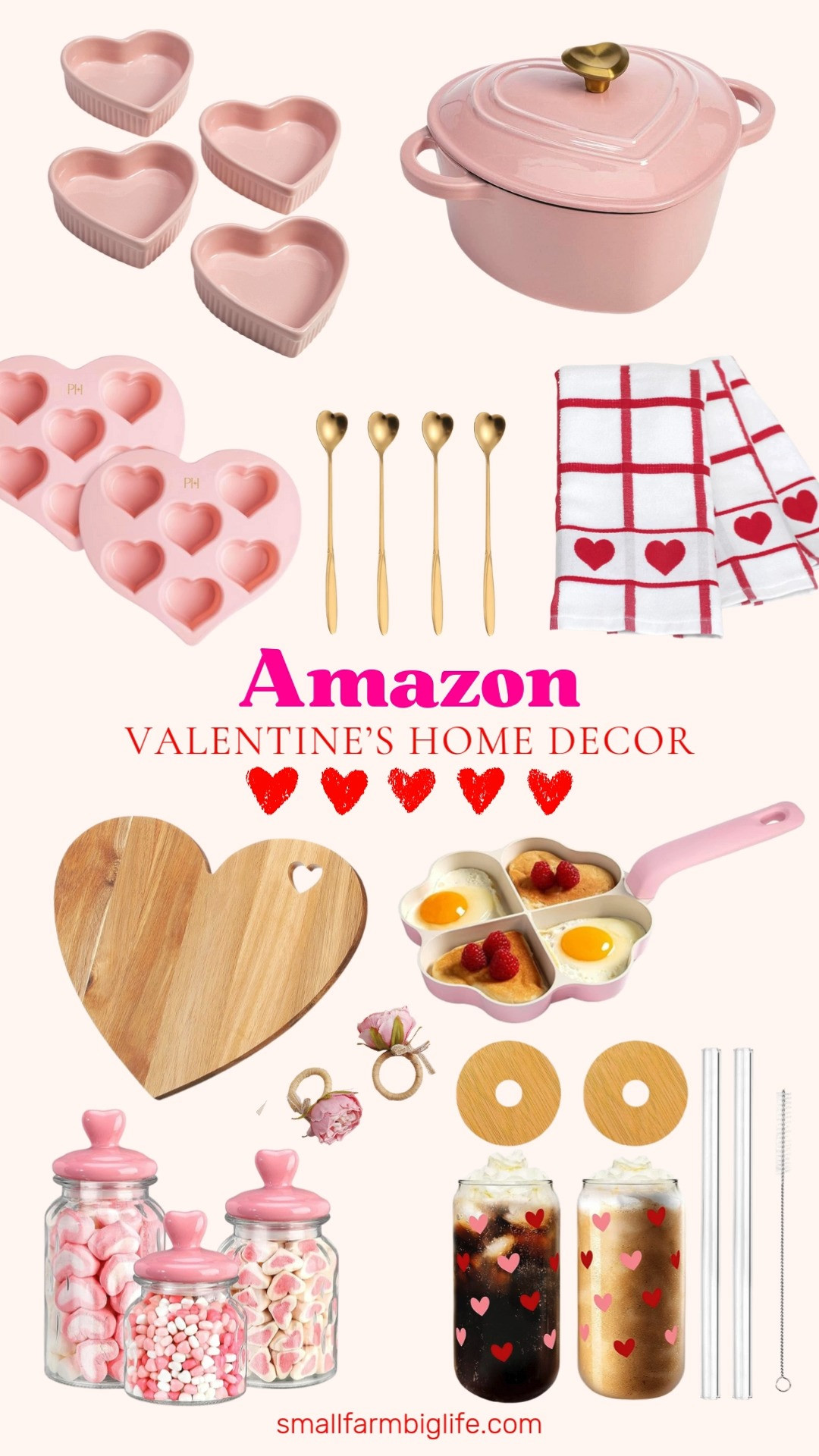Amazon Valentine’s kitchen decor that’s cute and functional 💕🍓
From heart shaped bakeware and glass cups to the sweetest pink and red kitchen accents, these pieces make everyday cooking and baking feel festive. Perfect for Valentine’s treats, cozy meals, and adding a little love to your kitchen all season ❤️ 

 #LTKSeasonal #LTKHome #LTKFindsUnder50