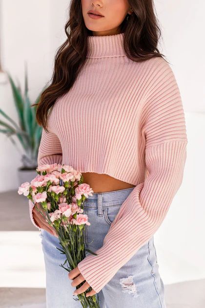 The Right Time Pink Cropped Turtleneck | Shop Priceless