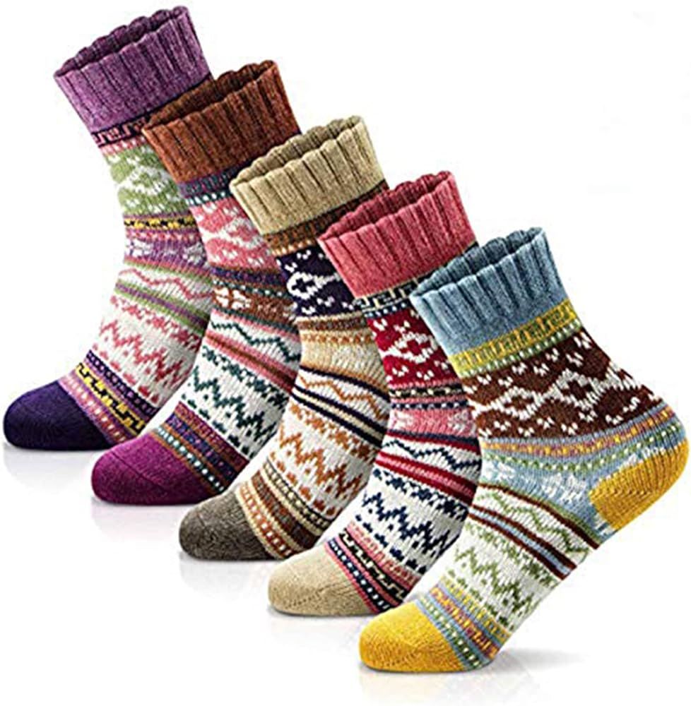 MORECOO Womens Winter Socks Gift Box Free Size Thick Wool Soft Warm Casual Socks for Women Socks ... | Amazon (US)