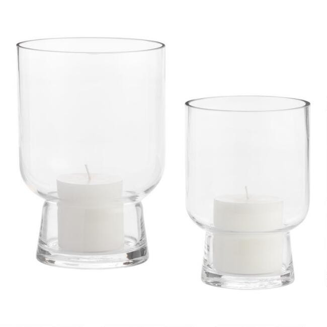 Clear Glass Pedestal Hurricane Candle Holder | World Market