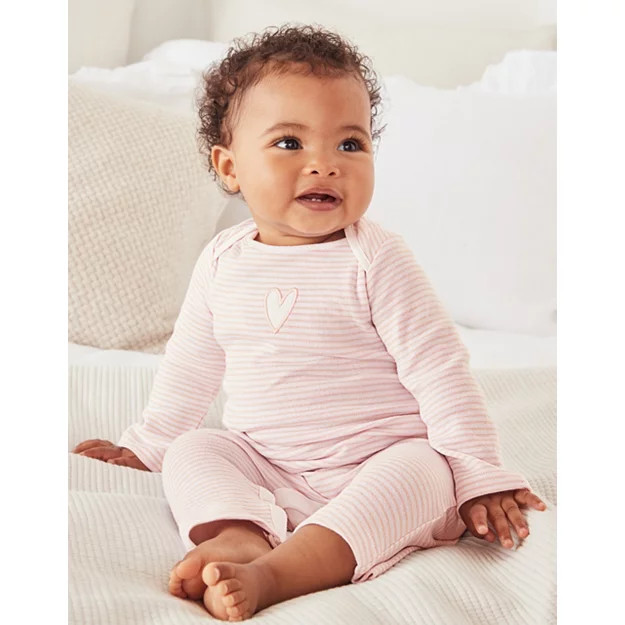 Organic Cotton Heart Appliqué Sleepsuit (0–24mths) | The White Company (UK)