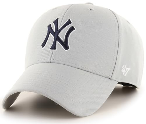 47 Brand MLB Gray Team Color Primary Logo MVP Adjustable Structure Baseball Cap Hat, Adult One Size Fits All - New York Yankees Gray | Amazon (US)