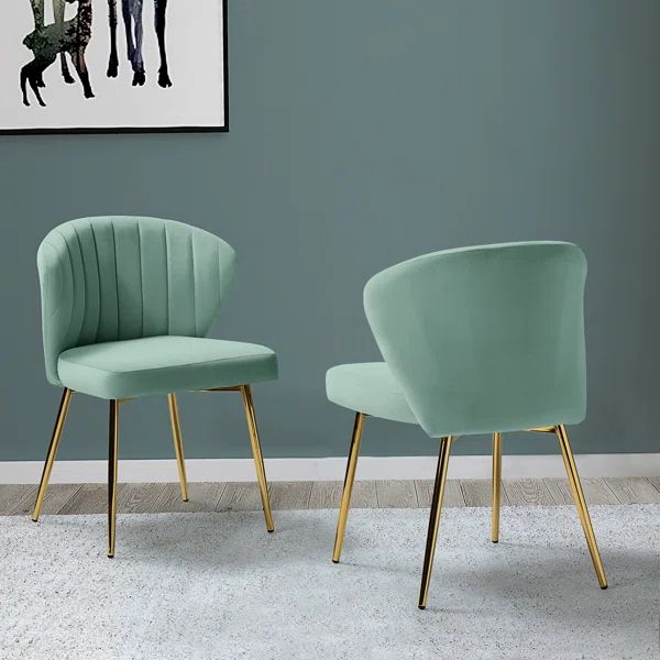 Esmund Tufted Velvet Side Chair with Golden Legs (Set of 2) | Wayfair North America