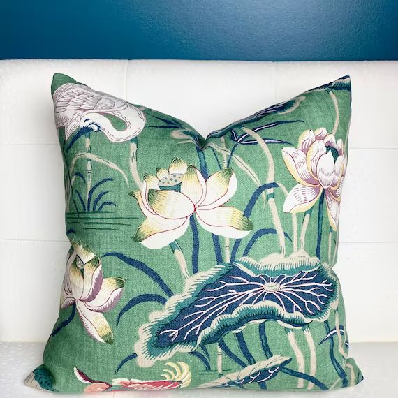 Read the full title
    Schumacher Lotus Garden Jade Pillow Cover - Green Pillow Cover - Chinoise... | Etsy (US)