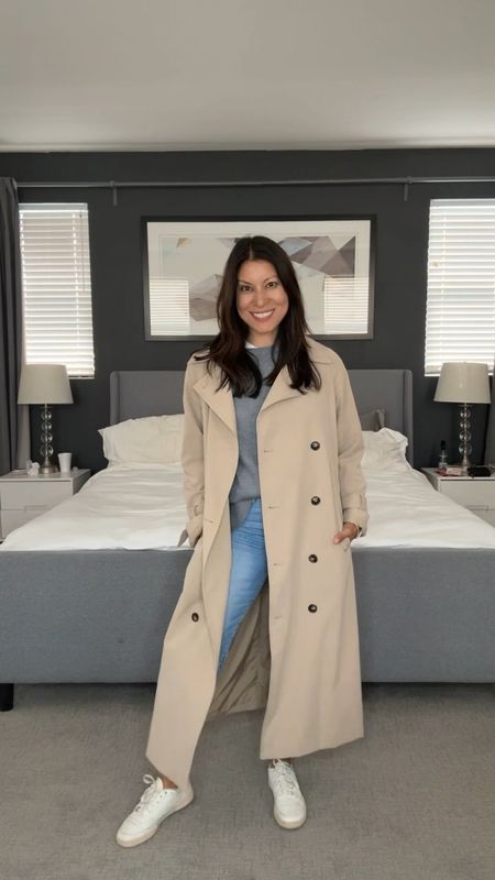 Spring outfit inspiration on a cloudy day 

A favorite grey sweater from Amazon 
A favorite pair of Levi’s 
A comfy classic pair of Reeboks 
Pulled together with a trenchcoat 
Older from H&M 

#LTKstyletip #LTKshoecrush #LTKover40