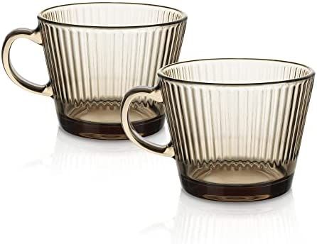 Joeyan Vintage Ribbed Glass Coffee Mugs Espresso Cups,Amber Tea Cup,Colored Glassware Demitasse C... | Amazon (US)