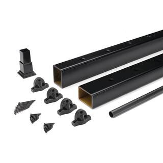 Trex Enhance 6 ft. x 36 in. Charcoal Black Composite Rail with Black Round Aluminum Baluster Kit-... | The Home Depot