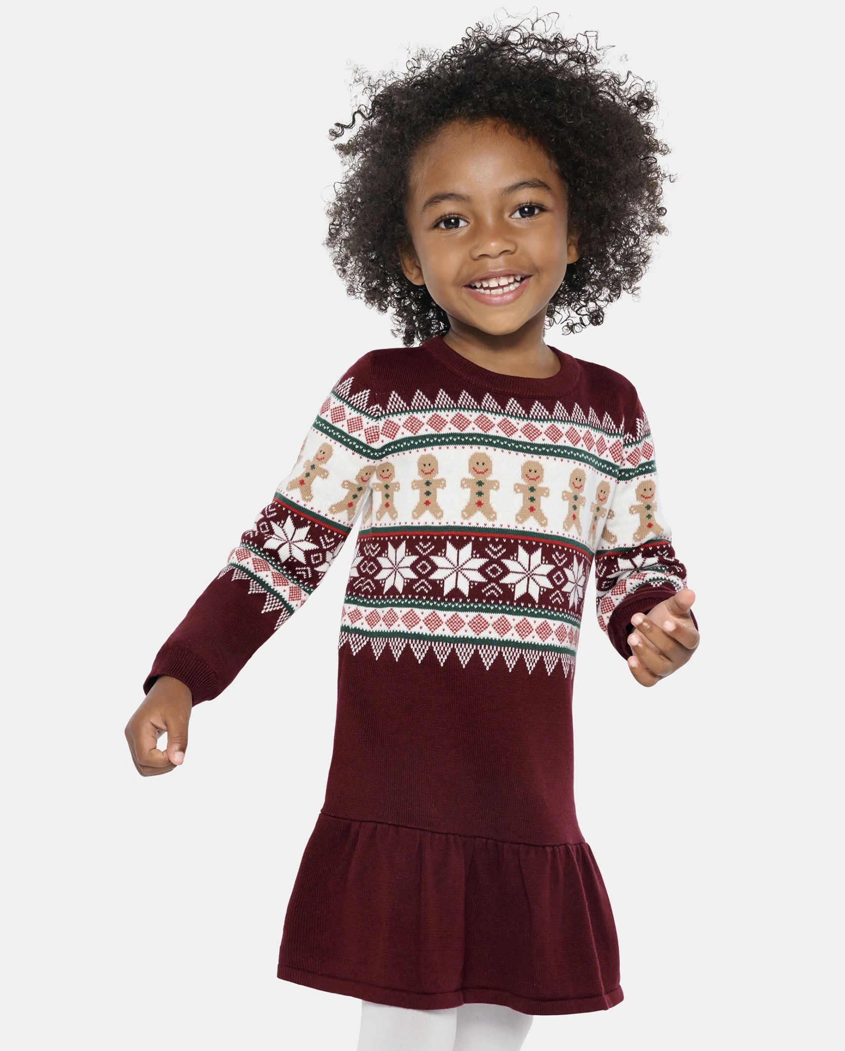 Baby And Toddler Girls Christmas Long Sleeve Gingerbread Fairisle Knit Peplum Sweater Dress | The... | The Children's Place