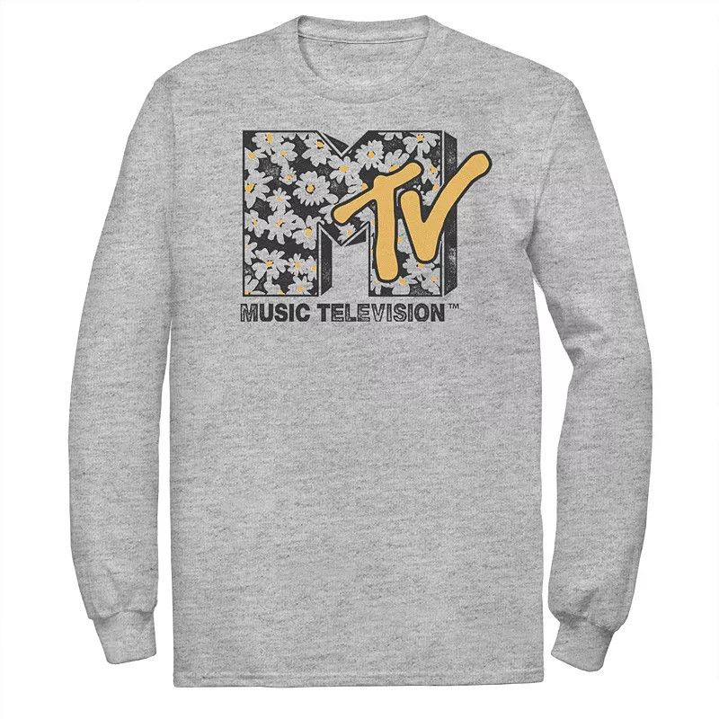 Men's MTV Daisy Distressed Logo Long Sleeve Graphic Tee, Size: Large, Athletic Grey | Kohl's