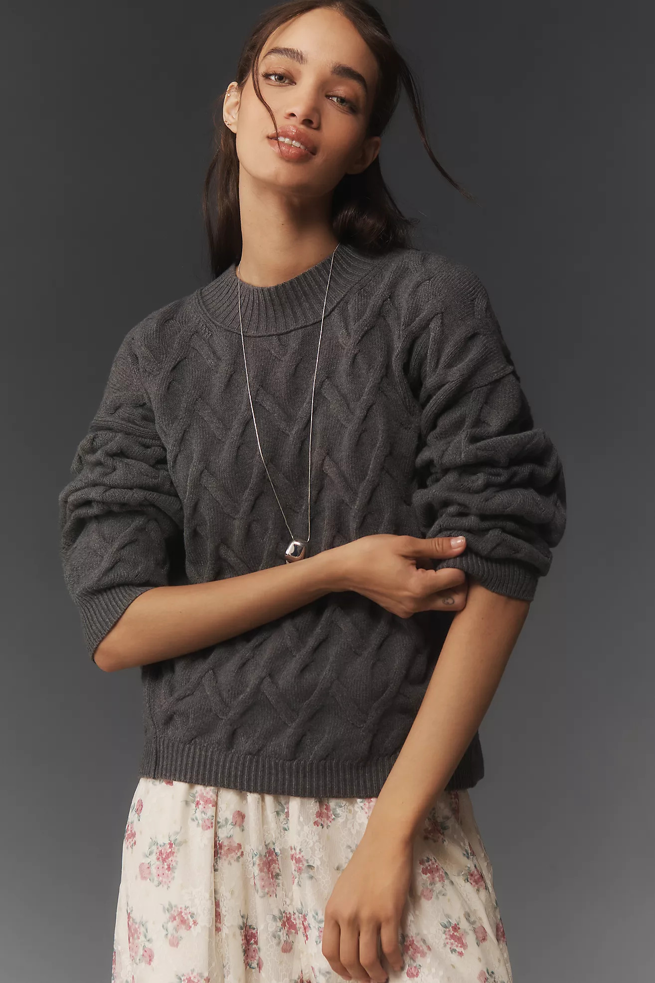 By Anthropologie Mock-Neck Cable-Knit Sweater | Anthropologie (US)