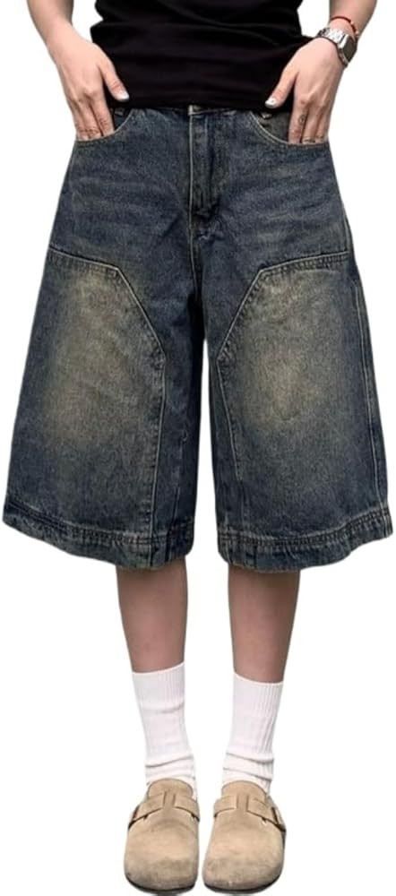 POHADON Baggy Jean Shorts, Knee Length Long Straight Leg Denim Jorts Bermuda Shorts | Amazon (US)