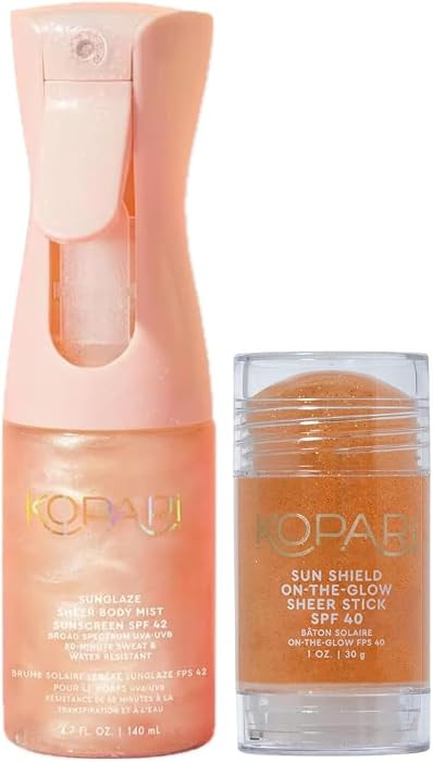 Kopari Rose Gold Sunglaze Sheer Body Mist Sunscreen SPF 42 & Sun Shield On-The-Glow Sheer Sunscre... | Amazon (US)
