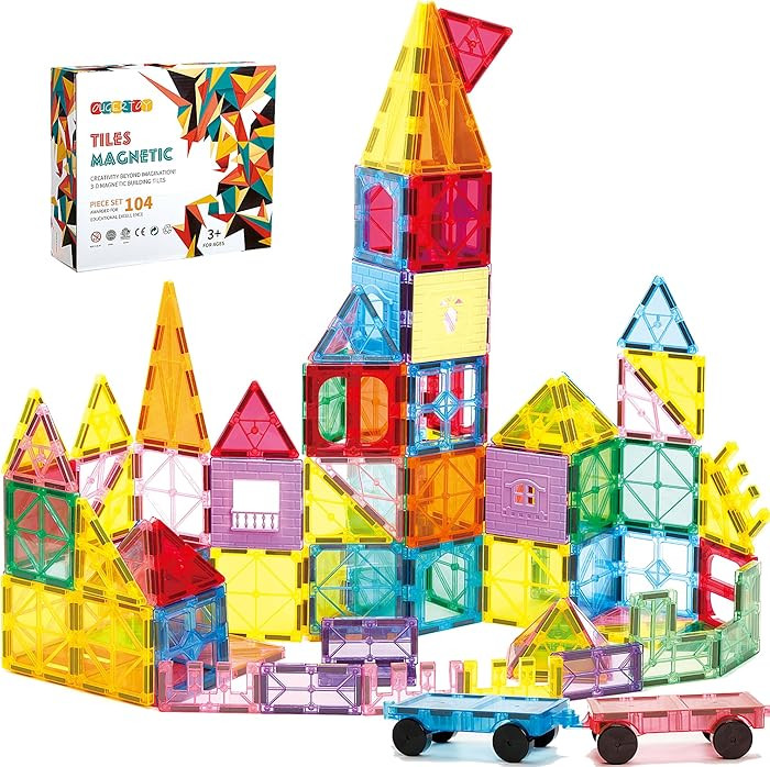 104PCS Magnetic Building Tiles, STEM Educational Stacking Blocks, Construction Toys for Kids Ages... | Amazon (US)