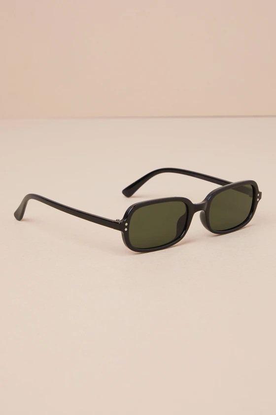Modern Sweetie Black Small Rectangle Sunglasses | Lulus