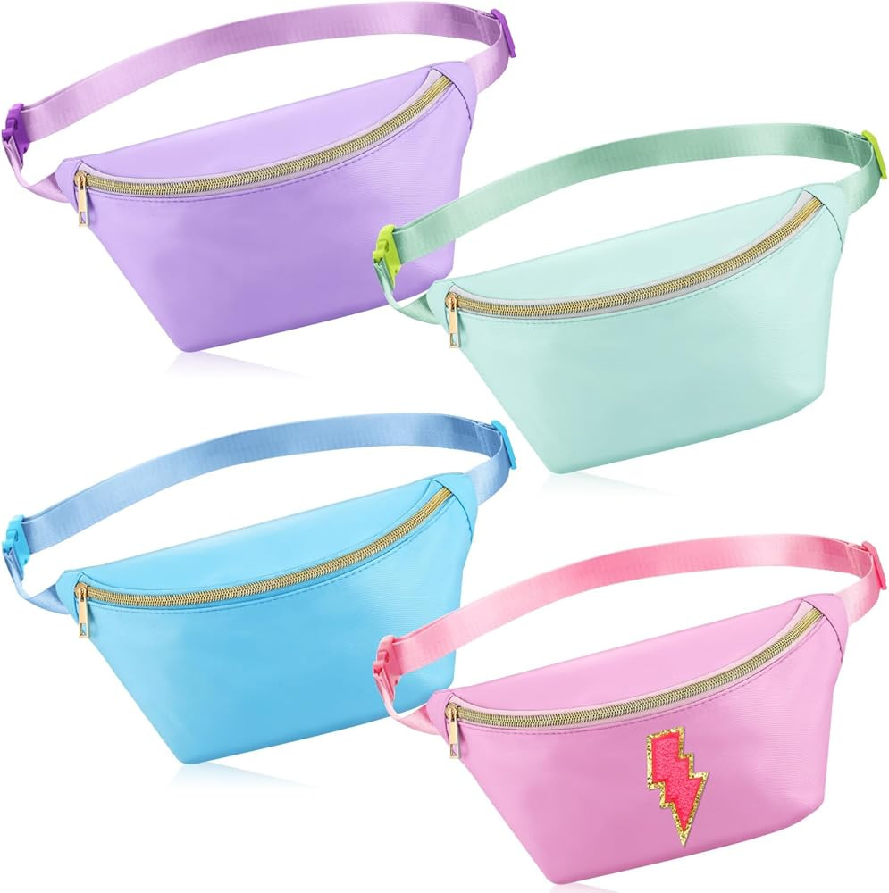 Hillban 4 Pcs Fanny Packs Adjustable Nylon Preppy Waist Packs Bag Water Resistant Classic Fanny P... | Amazon (US)