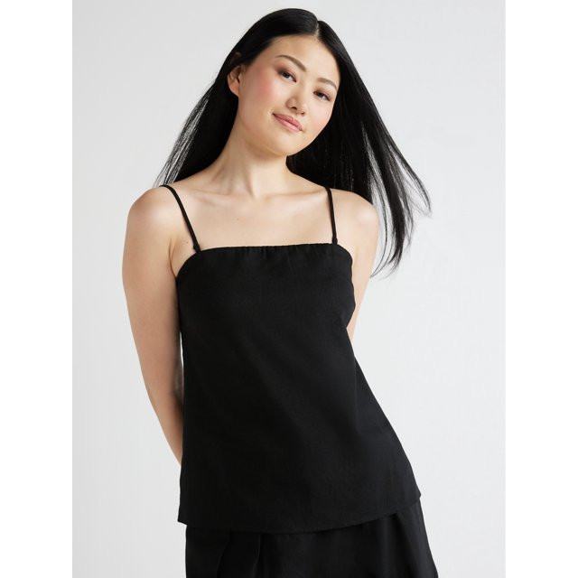 Scoop Women's Strapless Linen Blend Top with Detachable Straps, Sizes XS-XXL | Walmart (US)