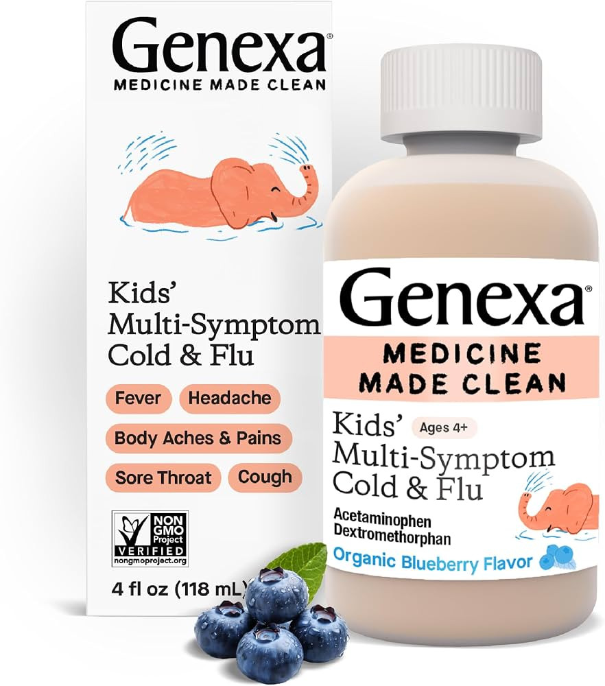 Genexa Kids' Multi-Symptom Cold & Flu Relief, Dye Free, 0% Artificial Additives, Children's Liqui... | Amazon (US)