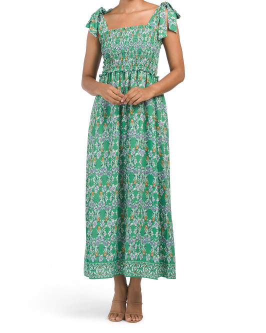 Tie Strap Smocked Bodice Maxi Dress | TJ Maxx