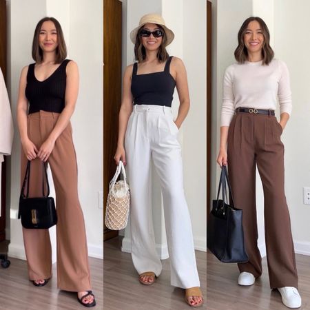 Abercrombie pants styled 3 ways — take 20% off almost everything at Abercrombie (sale ends 4/1) 

• these pants are available in multiple colors & inseams 
• middle pant is the Sloane Crepe pants 

Workwear / vacation / comfy outfit / dressy 

#LTKsalealert #LTKSeasonal