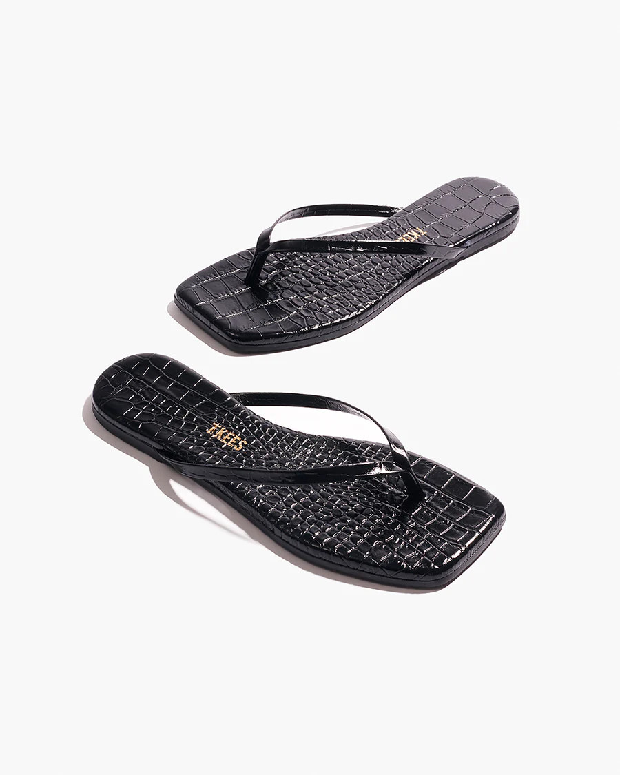Square Toe Lily Croc in Sable | Women's Flip-Flops | TKEES | TKEES