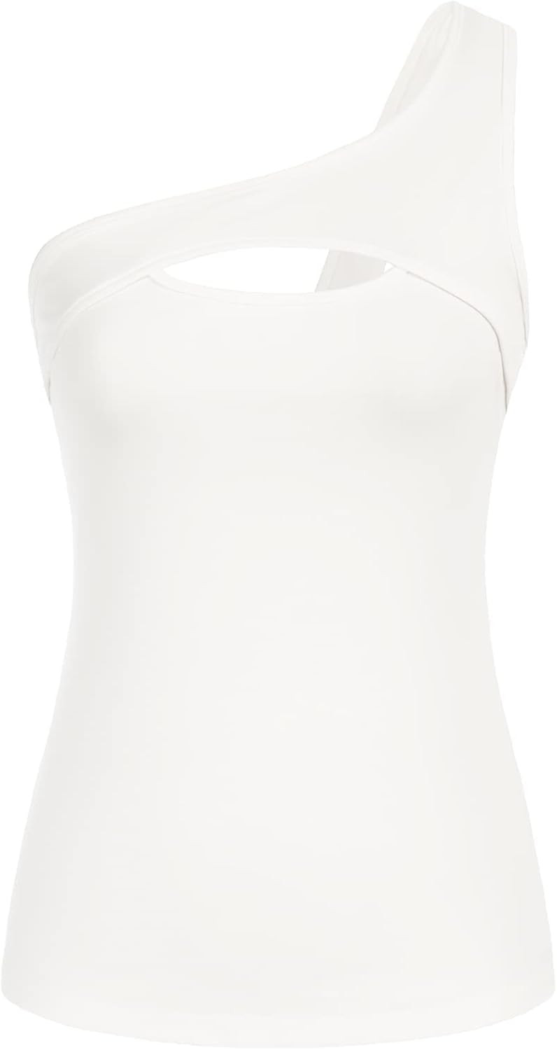 GRACE KARIN Women's 2023 One Shoulder Tops Sexy Cutout Sleeveless Fitted Tank Top Tee Shirt | Amazon (US)
