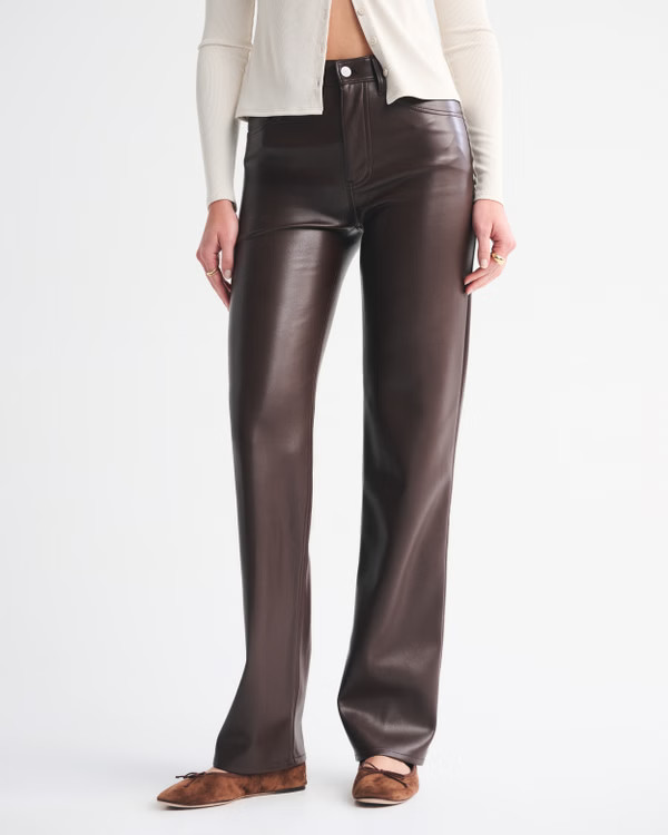 High Rise 90s Relaxed Vegan Leather Pant | Abercrombie & Fitch (US)