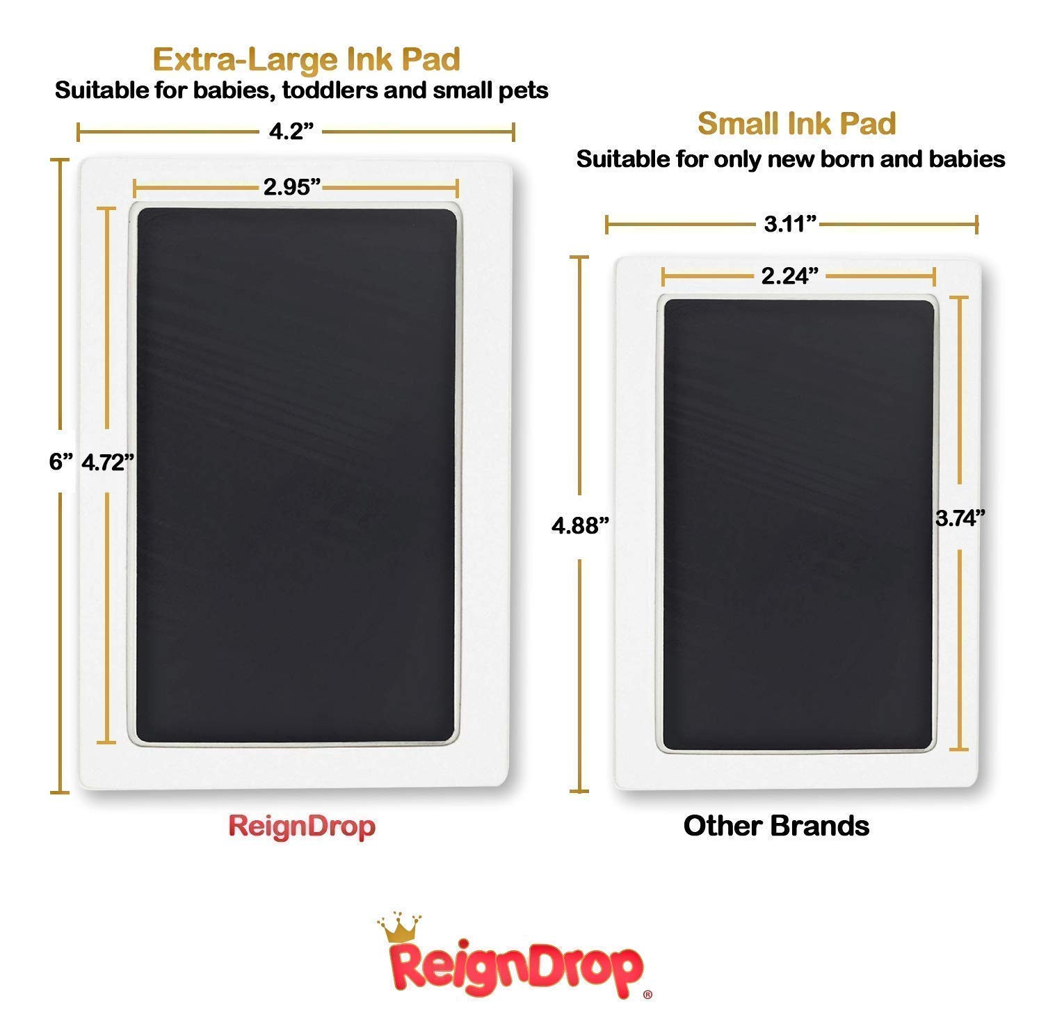Inkless Large Clean Touch Ink Pad Kit for Baby Footprint, Handprint & Pet Paw Print - No Ink Mess... | Amazon (US)