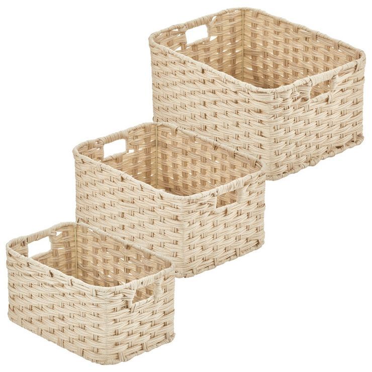 mDesign Rectangular Woven Braided Home Storage Basket Bin Set of 3 | Target