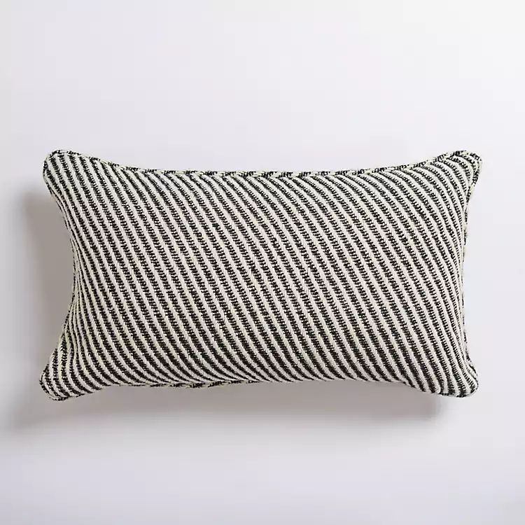 Bastian Black and Ivory Stripe Lumbar Pillow | Kirkland's Home